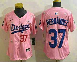 Womens Los Angeles Dodgers #37 Teoscar Hernandez Pink 2025 Tokyo Series Limited Stitched Jersey->mlb womens jerseys->MLB Jersey